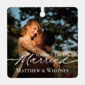 Married Couple 1st Christmas Elegant Photo Collage メタルオーナメント (正面)