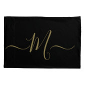 Married couple elegant initial monogram black gold 枕カバー (裏面)