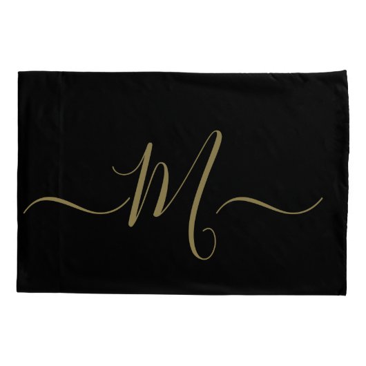 Married couple elegant initial monogram black gold 枕カバー (裏面)