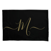 Married couple elegant initial monogram black gold 枕カバー (正面)