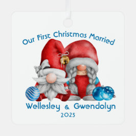 Married Gnomes First Christmas メタルオーナメント