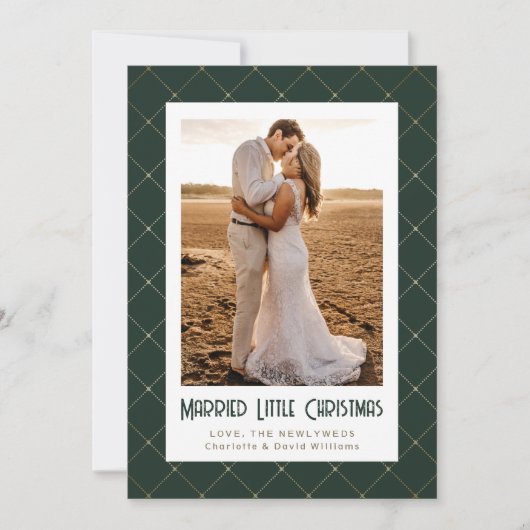 Married Little Christmas Green Newlywed Photo シーズンカード (正面)
