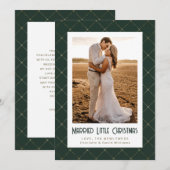 Married Little Christmas Green Newlywed Photo シーズンカード (正面/裏面)