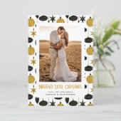 Married Little Christmas Ornaments Newlywed Photo シーズンカード (スタンド正面)