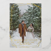 Married & Merry | クリスマスの結婚報告 箔シーズンカード (正面)