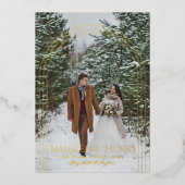 Married & Merry | クリスマスの結婚式の報告 箔シーズンカード (正面)