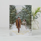 Married & Merry | クリスマスの結婚式の報告 箔シーズンカード (立ち正面)
