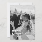 Married & Merry Black & White Christmas Photo  シーズンカード (正面)