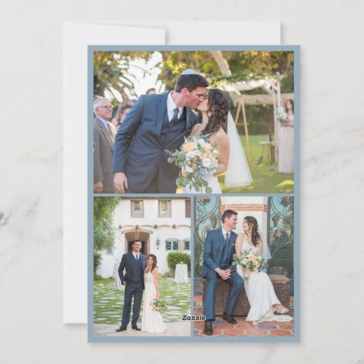 Married & Merry Blue Red Christmas Bow Wedding シーズンカード (裏面)