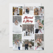 Married & Merry Christmas Couple Photo Collage シーズンカード (正面)
