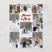 Married & Merry Christmas Couple Photo Collage シーズンポストカード (正面)