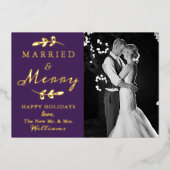 Married & Merry Couple's 1st Christmas Photo Real 箔シーズンカード (正面)