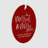 Married & Merry First Christmas double sided red オーナメント (正面)