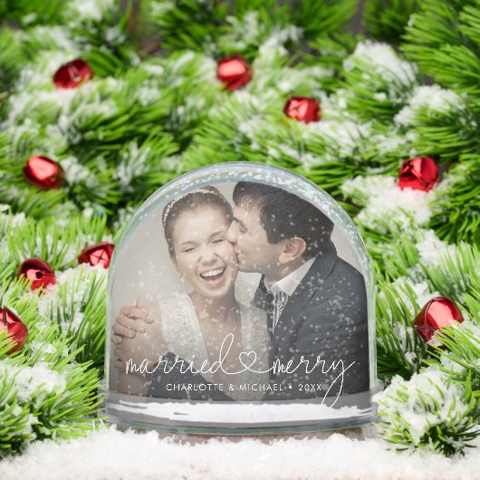Married & Merry Heart Script Modern Wedding Custom (クリスマス)