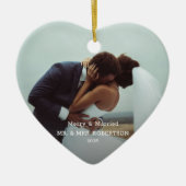 Married & Merry Modern Photo Typography Elegant セラミックオーナメント (正面)