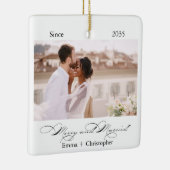 Married Merry Photo First Christmas Modern  セラミックオーナメント (右)
