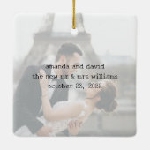 Married & Merry Photo, Names & Date Christmas セラミックオーナメント (裏面)