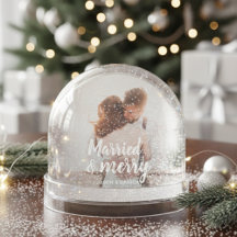 Married & Merry Wedding Thank you Christmas Photo