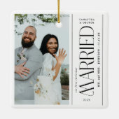 Married Wedding Photo Newlyweds Christmas セラミックオーナメント (裏面)