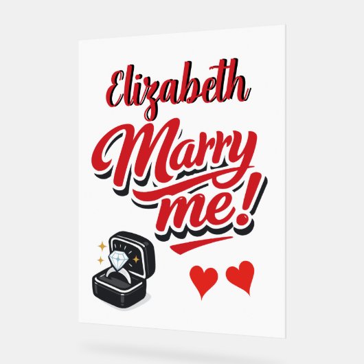 Marry Me プロポーズ 名前入りカスタム アクリルサイン (傾斜)