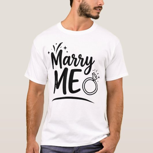 Marry ME Engagement Proposal Romantic Bold Wedding Tシャツ (正面)