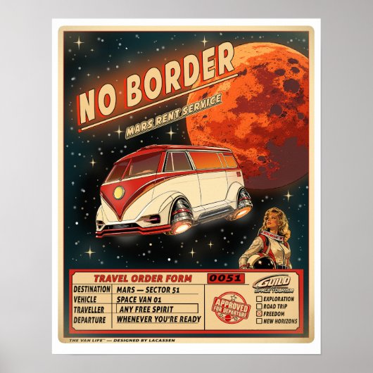 Mars Rent Service | Retro Sci-Fi Space ポスター (正面)