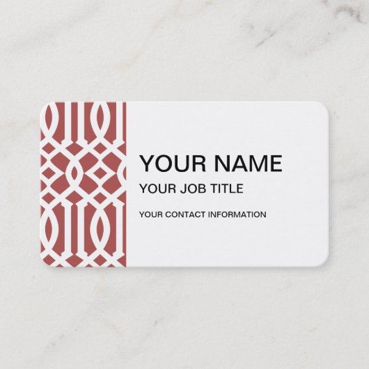 Marsalaおよび白くモダンな格子垣パターン 名刺 (正面)