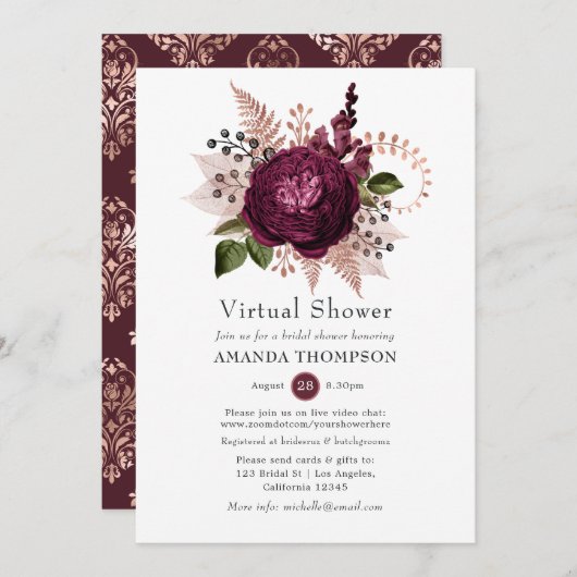 Marsalaとバラ金ゴールドフローラバーチャルシャワー 招待状 (正面/裏面)