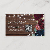 MarsalaとNavyの花素朴の結婚QR RSVP エンクロージャーカード (正面)