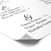 MarsalaとPinkのフローラアルファベットの座席表 ポスター (角)