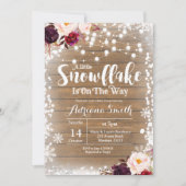 Marsalaのスノーフレークが赤ちゃんシャワーの途中にある 招待状 (正面)