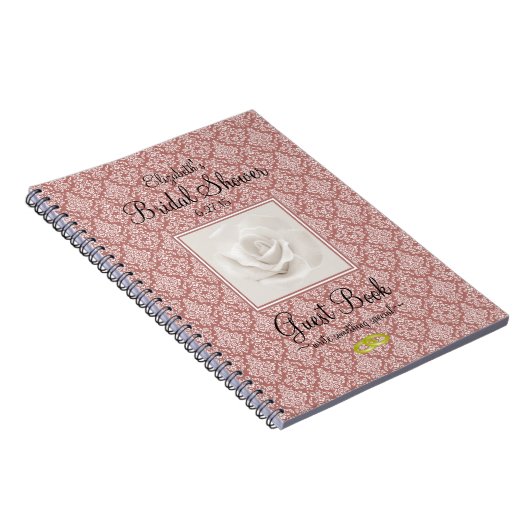 Marsalaのダマスク織およびばら色のブライダルシャワーの来客名簿- ノートブック (右側)