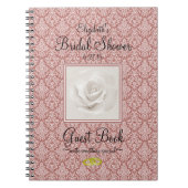 Marsalaのダマスク織およびばら色のブライダルシャワーの来客名簿- ノートブック (正面)