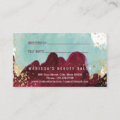 Marsalaの赤いティール（緑がかった色）の水彩画の金ゴールドのロイヤリティの紹介 紹介カード (裏面)