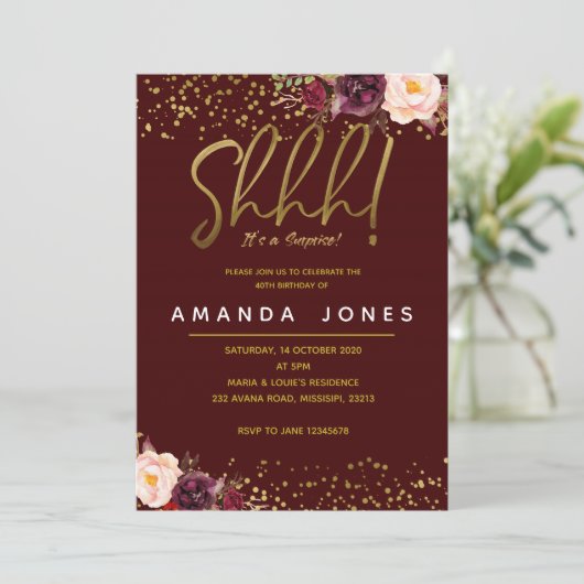 Marsalaの驚きの誕生日のパーティの招待状 招待状 (スタンド正面)