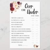 Marsalaゲームカードの上または下ブライダルシャワー チラシ (正面)