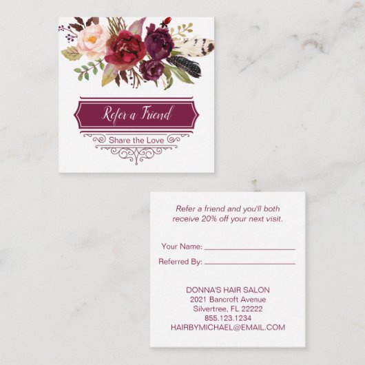 MarsalaバーガンディBohoのバラの紹介カード 紹介カード (正面/裏面)