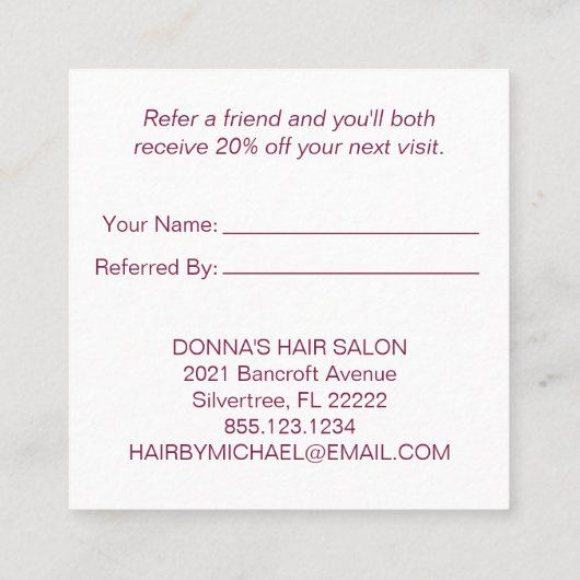 MarsalaバーガンディBohoのバラの紹介カード 紹介カード (裏面)