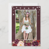 Marsalaフローラレース文字列ライト写真卒業 招待状 (裏面)