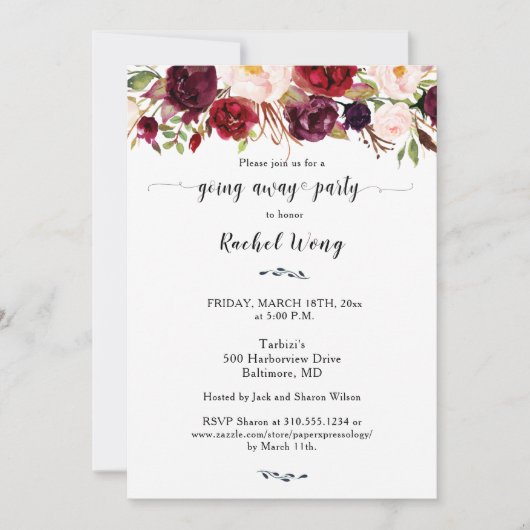 Marsalaフローラ移動遠くにパーティー写真 招待状 (正面)