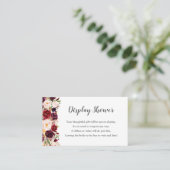 Marsalaフローラ表示ブライダルシャワーカード+ラベル 名刺 (スタンド正面)