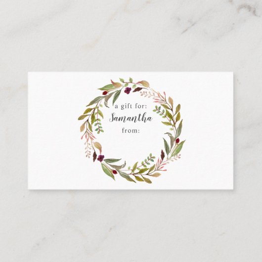 Marsalaフローラ表示ブライダルシャワーカード+ラベル 名刺 (裏面)