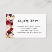 Marsalaフローラ表示ブライダルシャワーカード+ラベル 名刺 (正面)