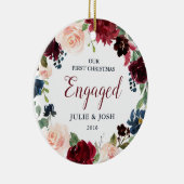 Marsala及び婚約したな海軍花の初めてのクリスマス セラミックオーナメント (右)