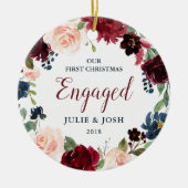 Marsala及び婚約したな海軍花の初めてのクリスマス セラミックオーナメント (正面)