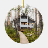 Marsala及び海軍花のぼろぼろのシックで新しい家のカスタム セラミックオーナメント (裏面)