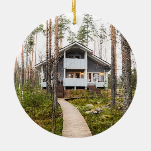 Marsala及び海軍花のぼろぼろのシックで新しい家のカスタム セラミックオーナメント (裏面)