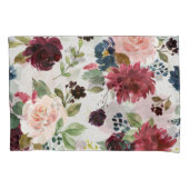 Marsala及び海軍花のぼろぼろのシックな寝具のカスタム 枕カバー (正面)