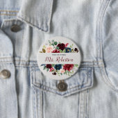 Marsala及び海軍花のパーソナライズな未来の夫人 缶バッジ (インサイチュ)