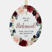 Marsala及び海軍花の新婦付添人の提案のカスタム セラミックオーナメント (右)